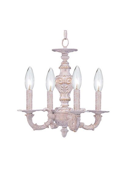 Sutton Wrought Iron Mini Chandelier in Antique White.